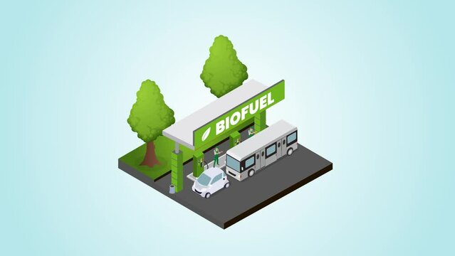Car and bus fueling at biofuel station