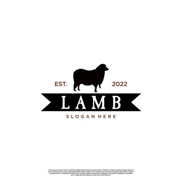 lamb logo design retro hipster vintage
