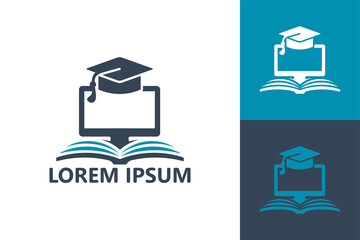 online study, book computer learning logo template design vector