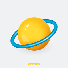 Planet Saturn 3D Realistic Icon Isolated Vector Illustration. Realistic 3D icon design