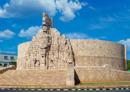 Mexico, Merida, an iconic Homeland Monument, Monumento a la Patria on Paseo de Montejo.