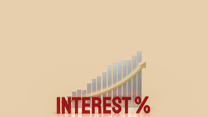 The red interest text and chart for business concept 3d rendering