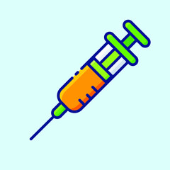 Syringe colored icon. Collection of stylish icons on the theme of medical tools, drugs and healthcare diagnostics. Vector outline illustrations on light blue background.
