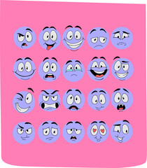 set of funny cartoon faces