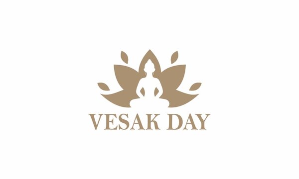 Happy vesak day or buddha purnima logo design