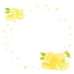 キラキラ綺麗なレモンの円形フレーム