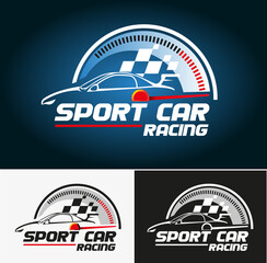 Vector illustration, Sport Car Race symbol or icon