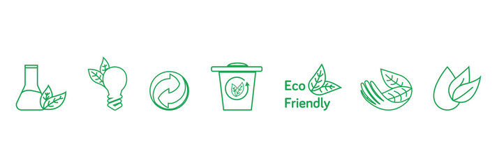 eco friendly, recycle, chemicals icon set vector illustration 