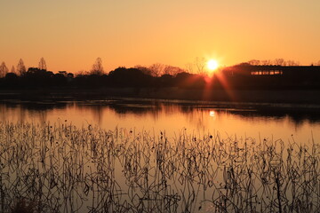 sunset over the river