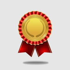 badges vector. Blank award template . rosette with golden medal 
