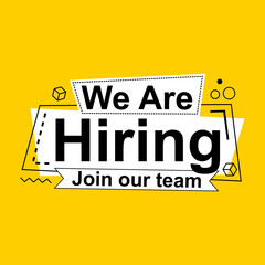we are hiring join our team job offer vacancy banner flyer vector bubble speech orange background poster