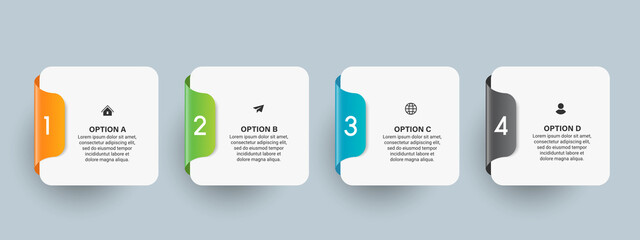 Steps business data visualization timeline process infographic template design with icons