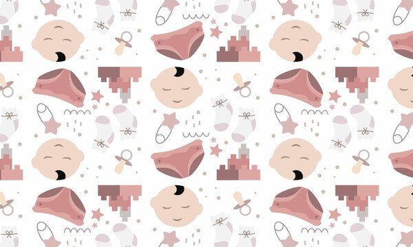 Baby shower pattern for baby room decoration with cute pictures