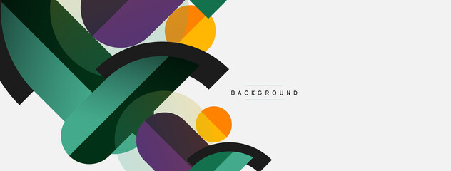 Geometric shapes composition abstract background. Circles lines and rectangles. Vector illustration for wallpaper banner background or landing page