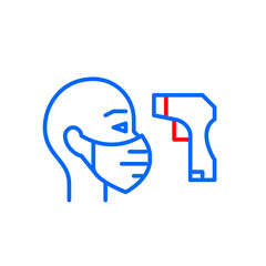 Temperature check procedure with a thermometer as covid disease prevention measure. Pixel perfect, editable stroke colorful icon