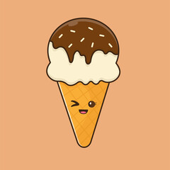 Cute Chocolate Ice Cream Illustration