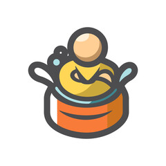 Men in bathtub Vector icon Cartoon illustration