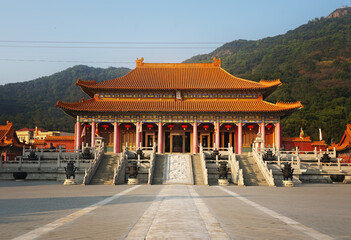 Foshan city, Guangdong, China. Xiqiao Mountain Guoyi Movie and TV City. Xiqiao Wong Tai Sin Taoist Temple Scenic Area in the real size.
