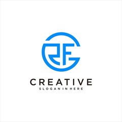 GRF RFG Initial Circle Logo Design in Modern Abstract Style for Corporate Branding and Technology Business Identity Concept