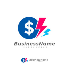 Thunder Money logo vector template, Creative Money logo design concepts