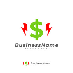 Thunder Money logo vector template, Creative Money logo design concepts