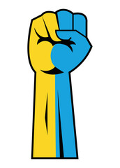 ukraine flag in fist