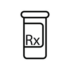 Simple black and white drug bottle icon eps 10 vector illustration. Design element for websites, clinic brochure, advertisement and more.