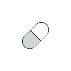 Simple black and white capsule icon eps 10 vector illustration. Design element for websites, clinic brochure, advertisement and more.