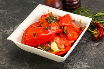 Tasty marinated red bell pepper