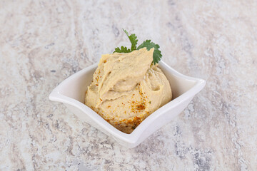 Traditional Jewish Hummus with olive oil