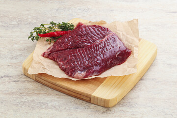 Raw beef machete steak for grill