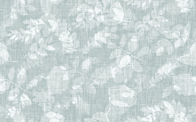 Ecru Beige Linen Texture Background printed with Flowers. Natural Seamless Pattern. Weave Fabric for Wallpaper, Cloth Packaging, curtain, duvet cover, pillow, digital print pattern design