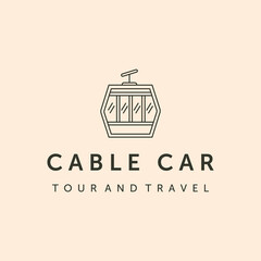 cable car tour and travel line art logo vector illustration design