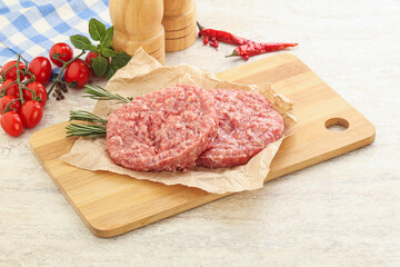 Raw pork cutlet for burger