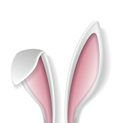 Rabbit ears. Voluminous white ears of the Easter Bunny.
