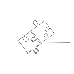Puzzles one line, vector drawing

