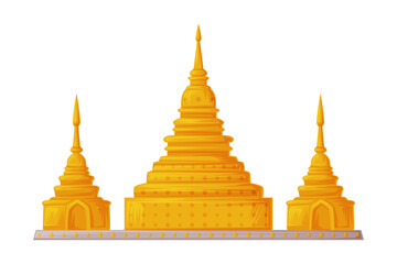 Wat Phra Kaew as Thailand Symbol and Famous Landmark Vector Illustration