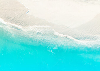 Aerial  top view of  the summer beach  blue wave water in the tropical sea in summer background