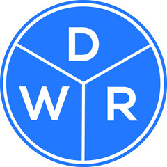 DWR letter logo design on White background. DWR creative Circle letter logo concept. DWR letter design. 