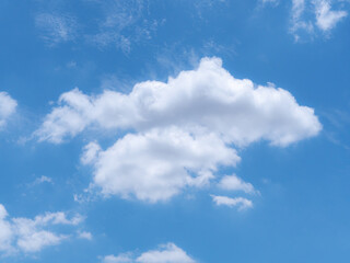 A blue sky with a fluffy clouds.