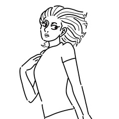 Bust-up shot of a black woman(line)