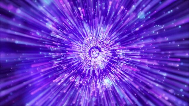 Blue dream spiral particle rays is spectacular motion graphics background. Elegant blue-violet dream particles, beautiful wedding particle light background, stage party performance celebration video.