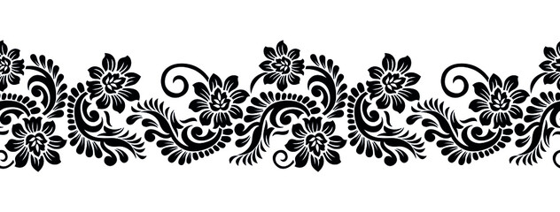 Traditional Asian decorative floral border design