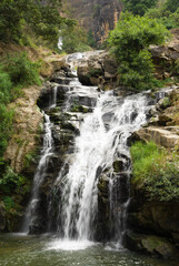 Fototapeta na wymiar Ravana Falls tropical waterfall, Sri Lanka