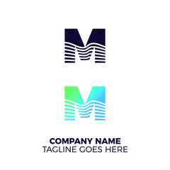 letter M wave logo. minimalist and simple modern vector illustration.