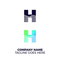 letter H wave logo. minimalist and simple modern vector illustration.