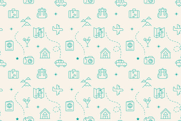 Patr&oacute;n con iconos de viaje.