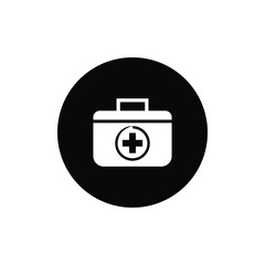 Medical icon circle black color editable. Medic icon. First aid kit icon.
