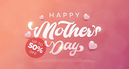 Realistic banner mother's day sale with discount