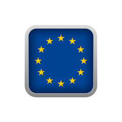 Vector square icon of European Union flag. Isolated on white background